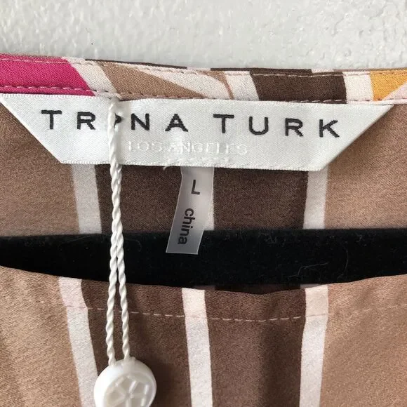 Trina Turk Dawn Top Womens Large Retro Stripe Mod 60s 70s Colorful Disco Party - Picture 5 of 11